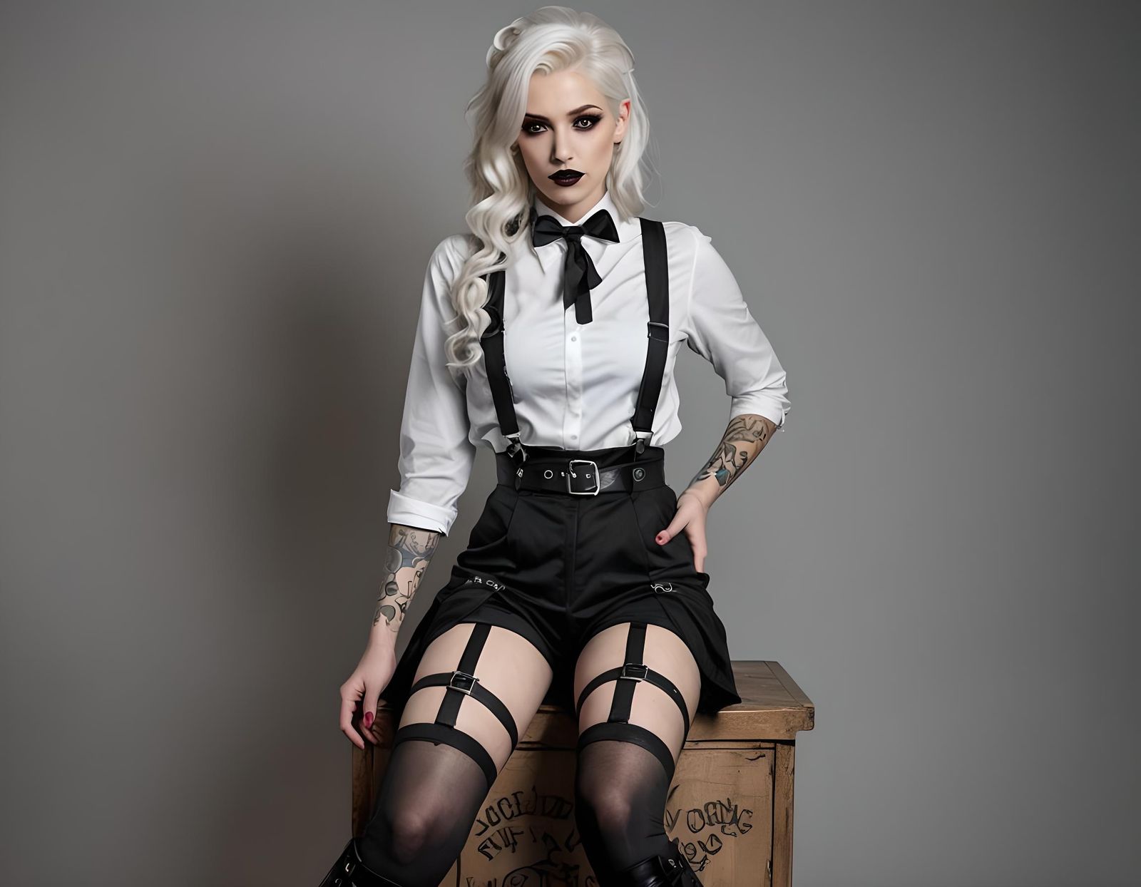 Gothic Woman in All Fours Pose