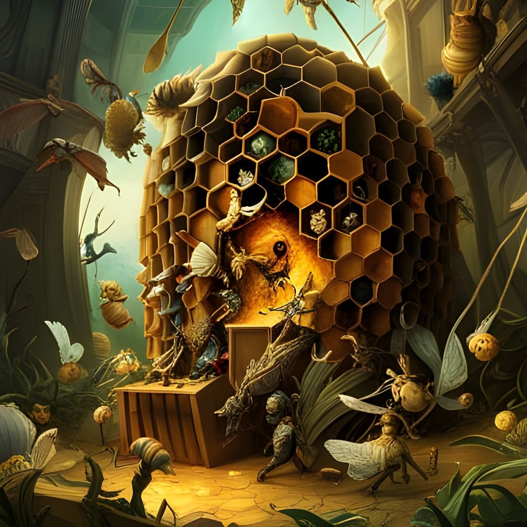 Inside a Bee Hive: A Fantasycore Digital Artwork