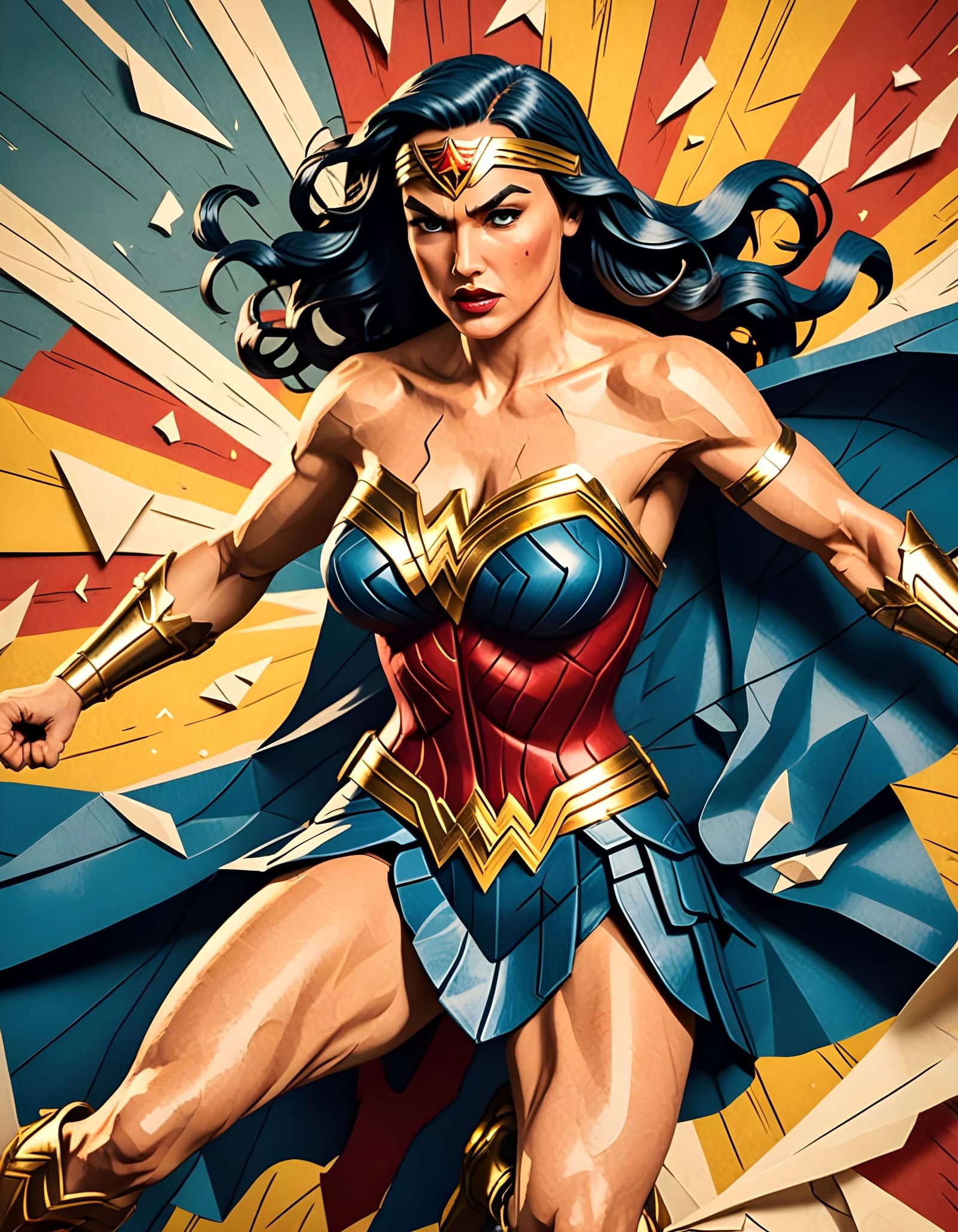 Wonder Woman in Golden Age Comics Style Papercraft