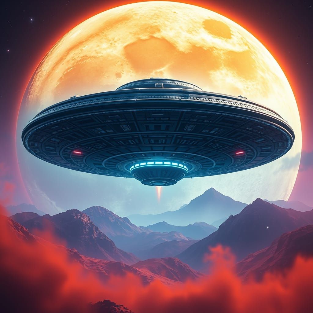 Ethereal UFO in Lunar Dreamscape