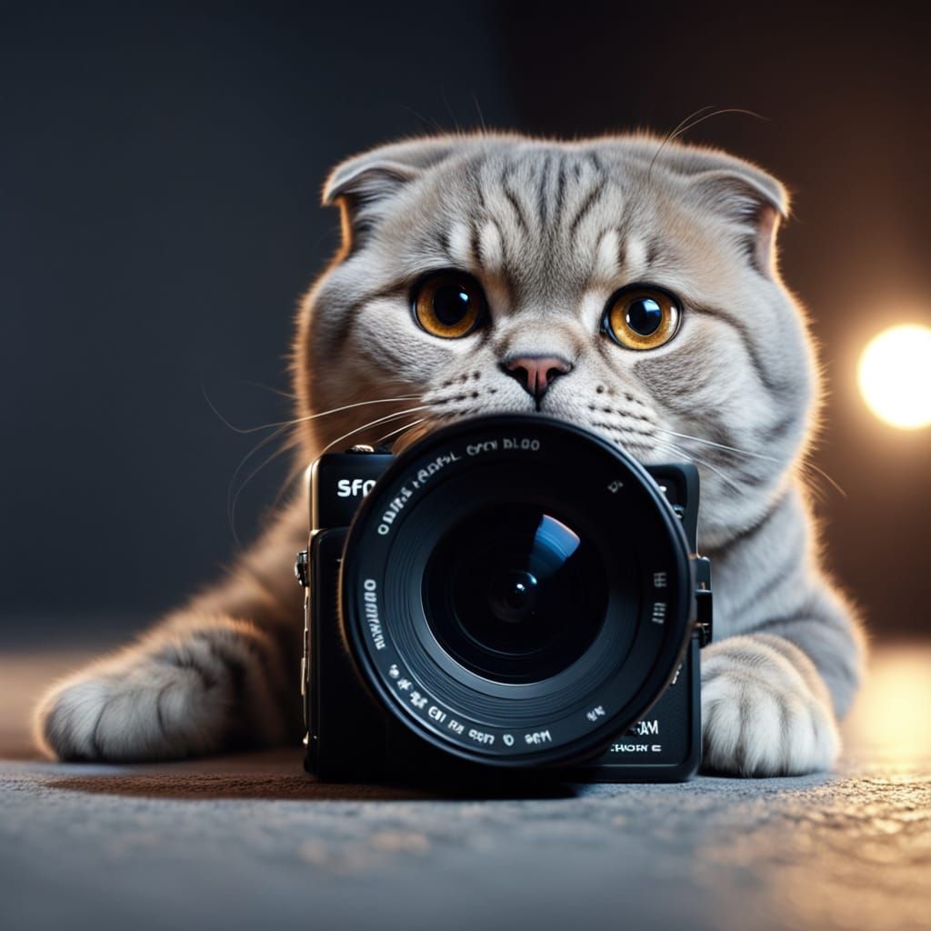 Cute Scottish Fold Cat Steals Spotlight, Knocks Over Camera