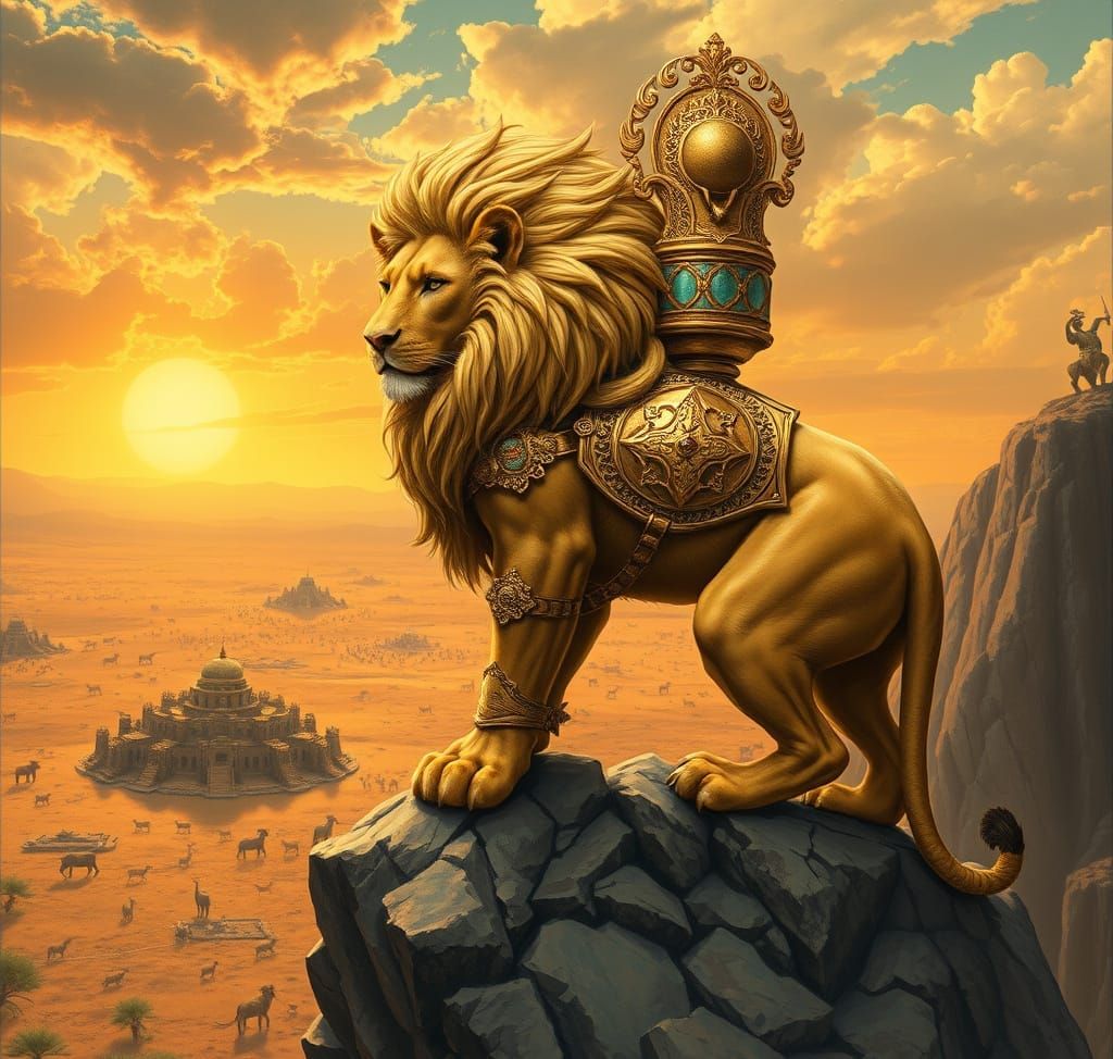 Armored Lion King of the Savannah