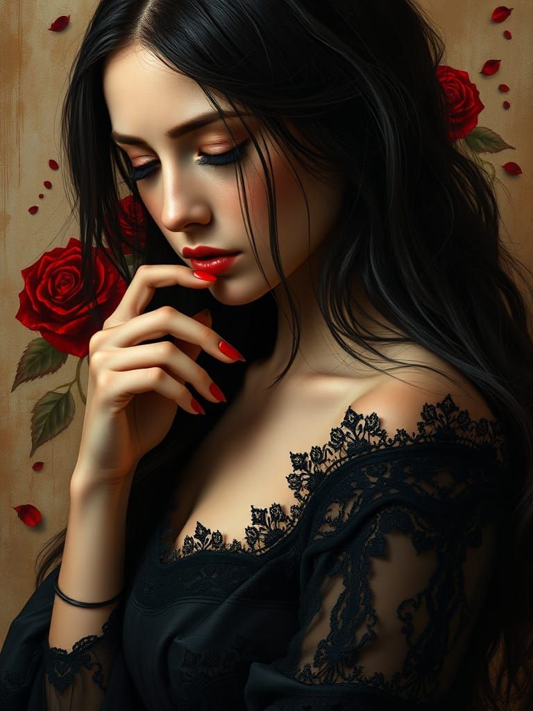 Introspective Woman in Dramatic Lighting