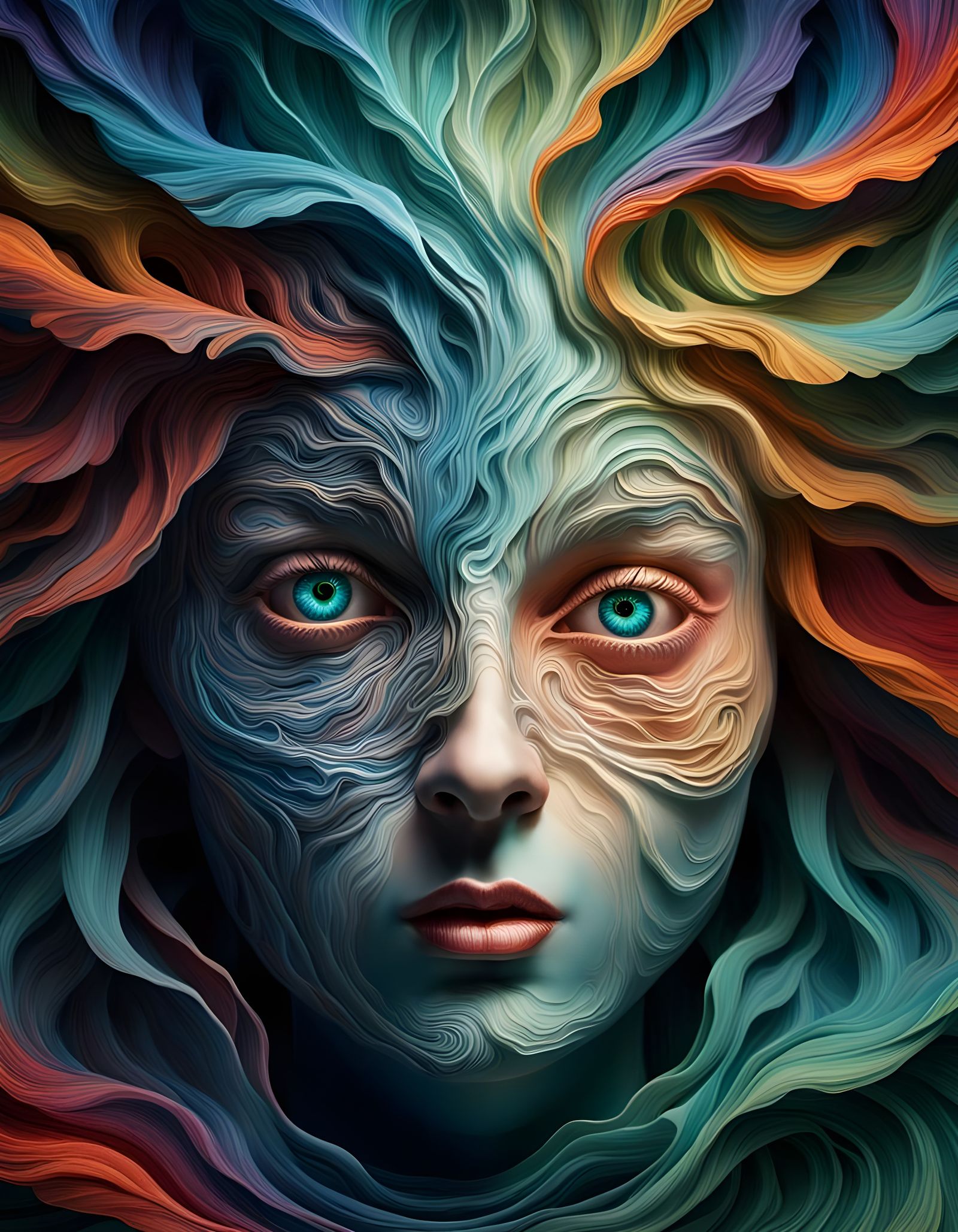 Surreal Droste Effect Portrait in 3D Rendering
