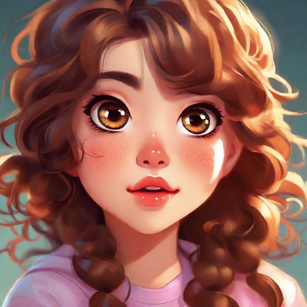 Cute Girl Crossing Eyes: Digital Portrait in Manga Style