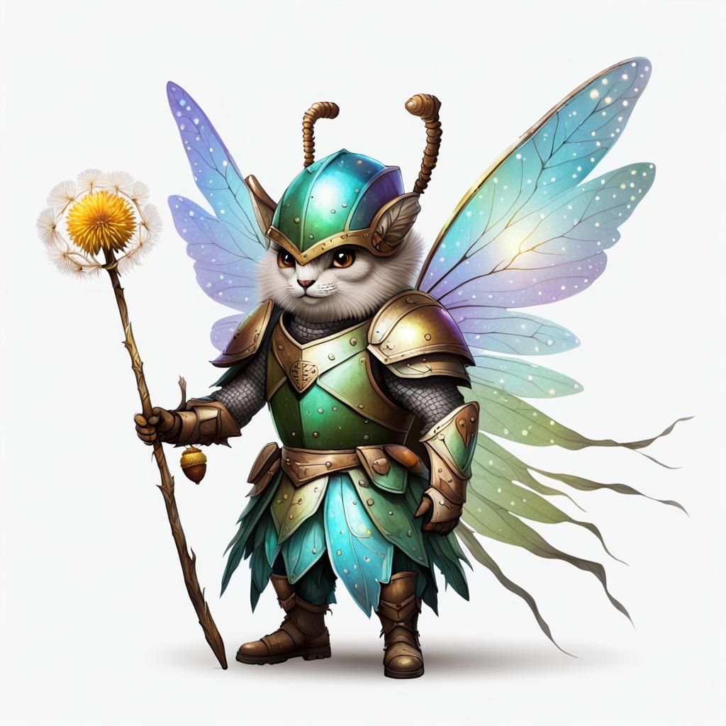 Fairy Warrior with Acorn Armor and Dandelion Mace