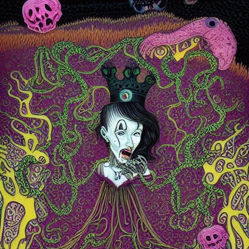 Colorful Surreal King of Nothing in Horror Art Style