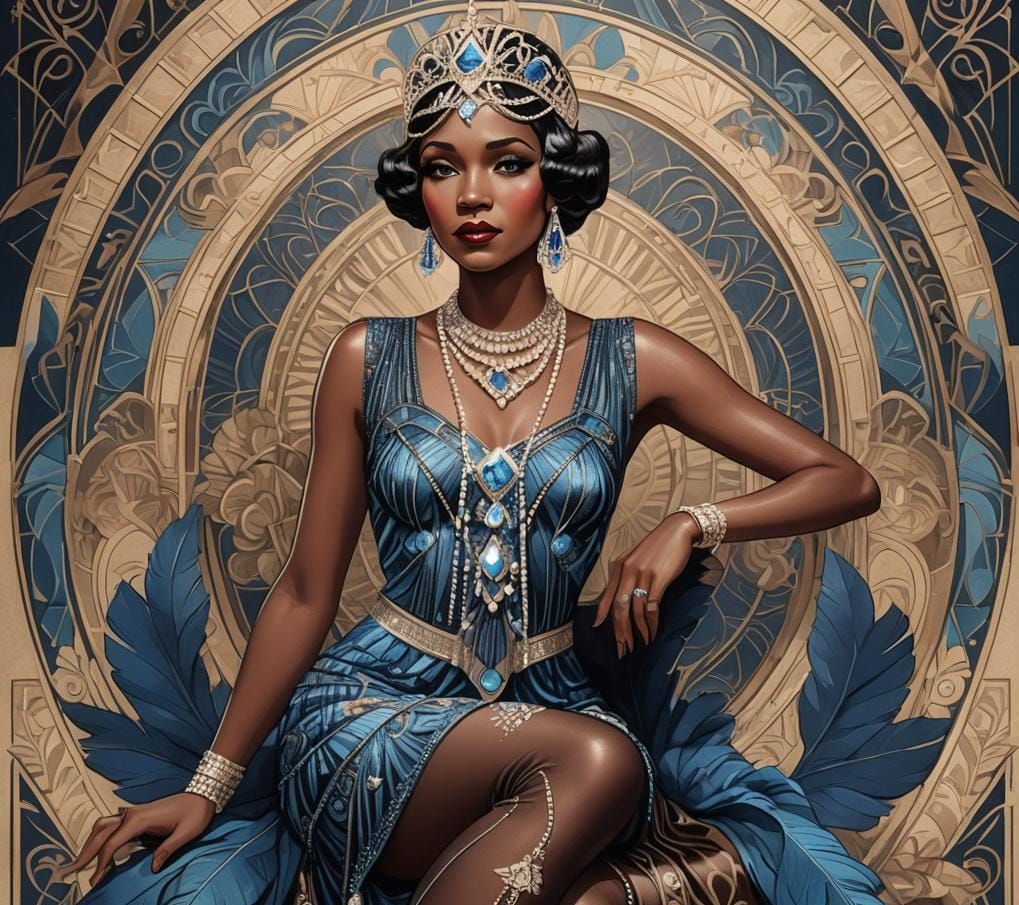 1920s Art Deco Burlesque Dancer Illustration