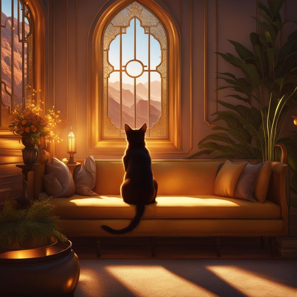 Evocative Scene with Dynamic Lighting and Golden Hour