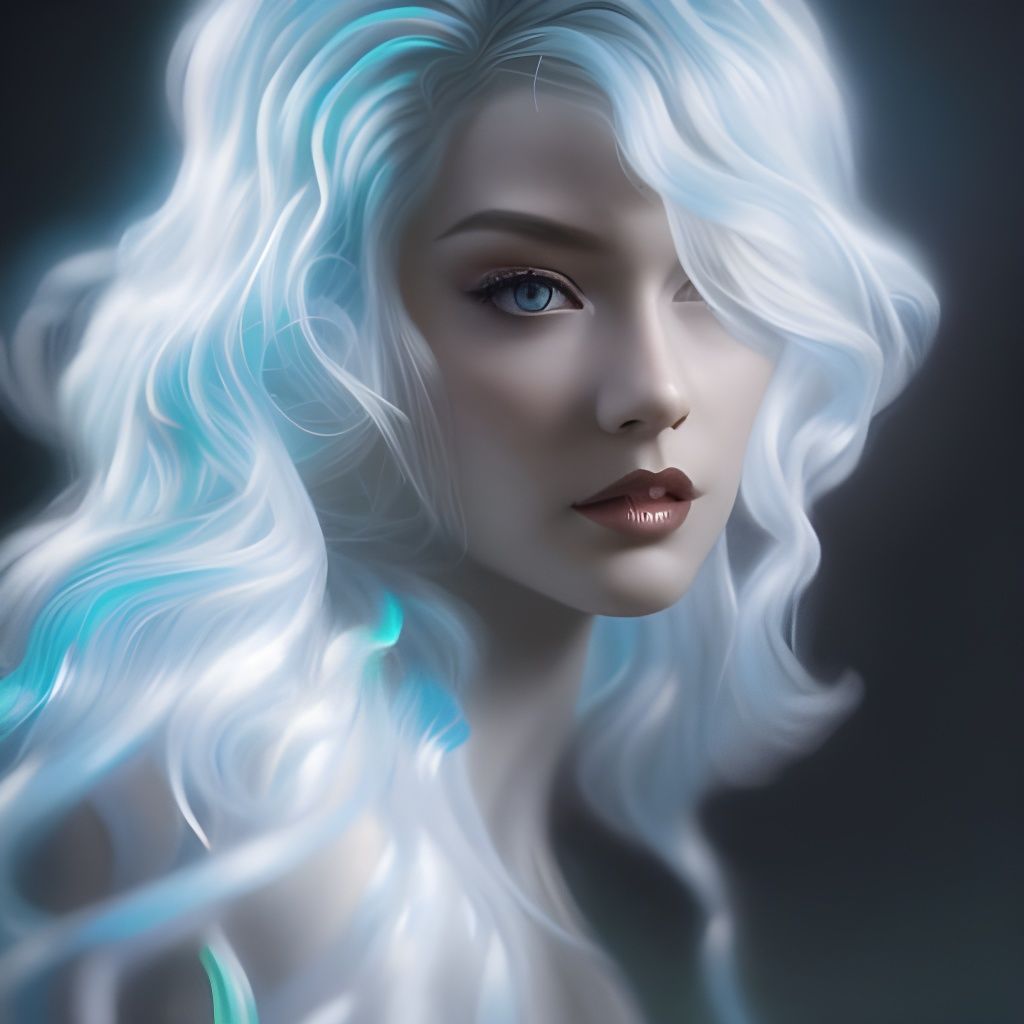 Noir Painting: Girl with Neon Hair in Fantasy Art