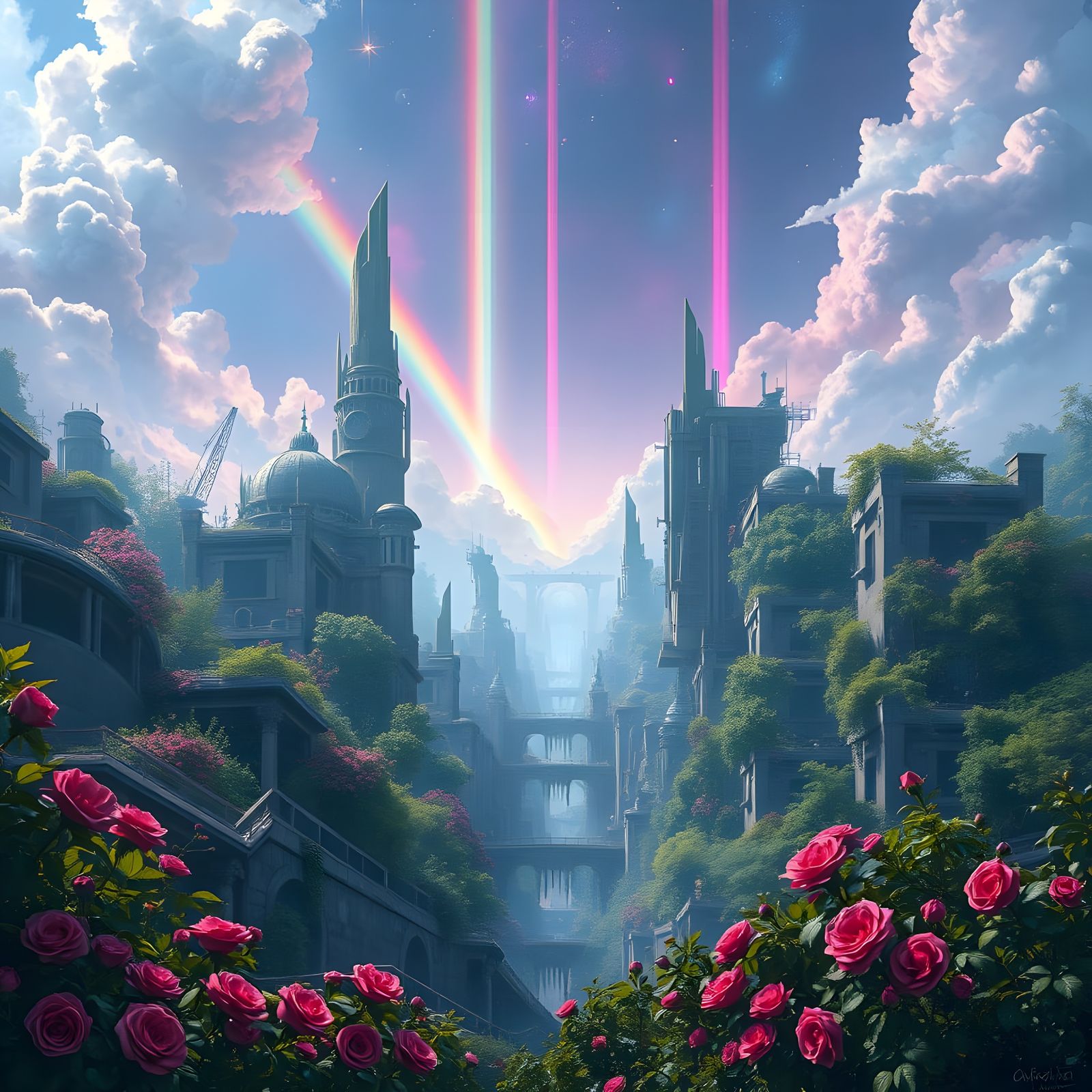 Lush Jungle Overruns Neon Metropolis