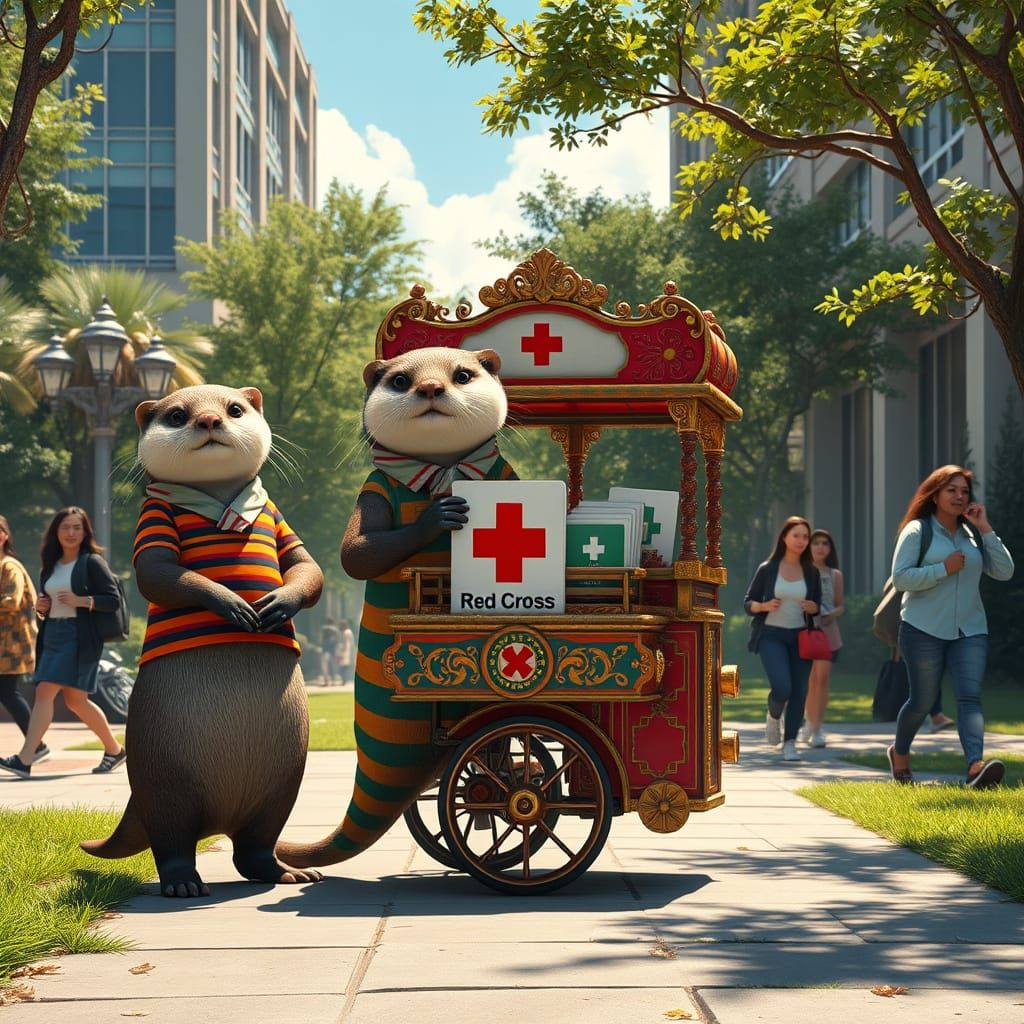 Whimsical Otter Vendors Unite Students with First Aid Wisdom...