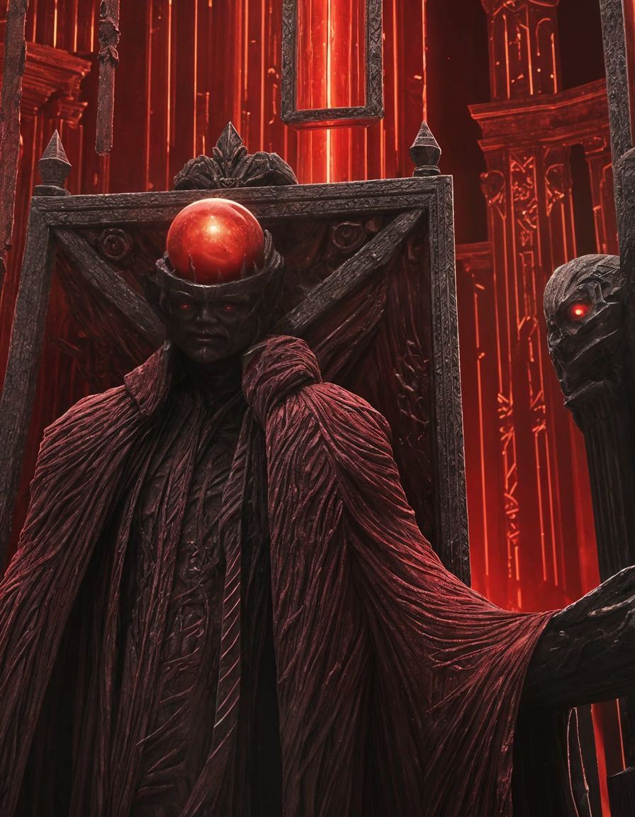 Dark Fantasy Eyeball Staff in Gothic Throne Room