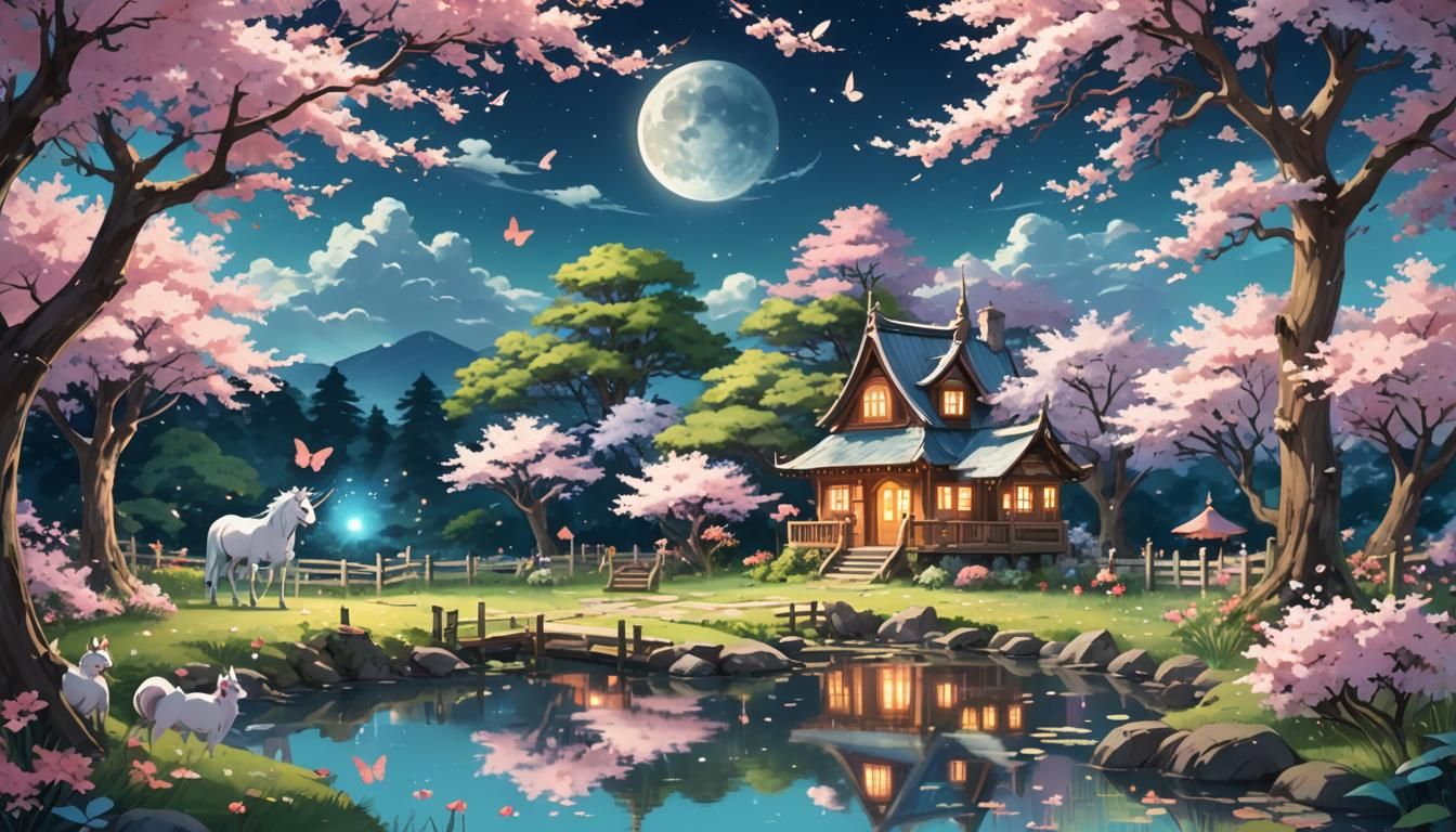 Anime Style Fairy House in Butterfly Forest