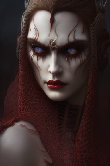 Biomechanical Vampire Portrait in Dark Art Style