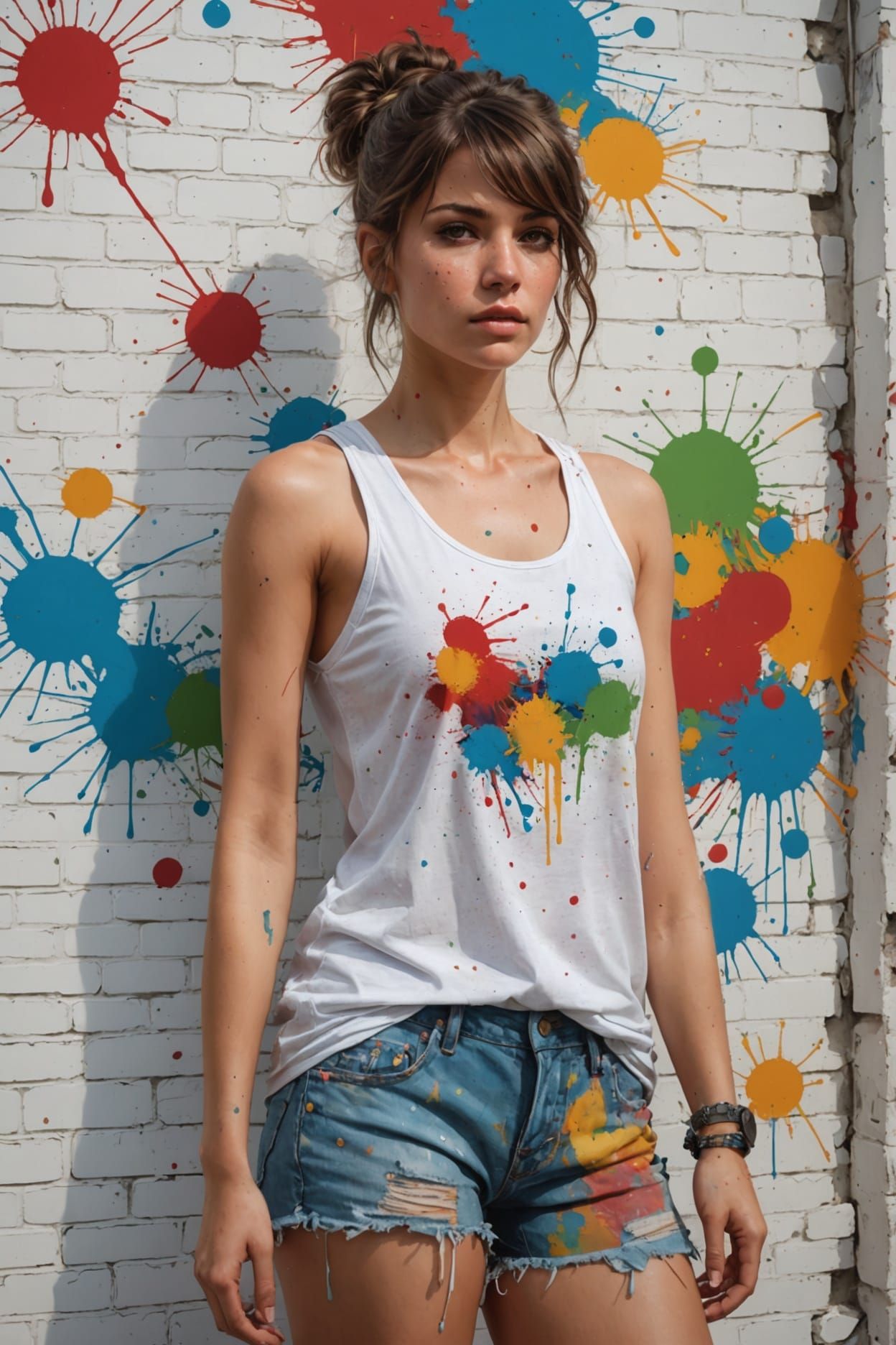 Woman Splattered With Paint: Hyperdetailed Portrait