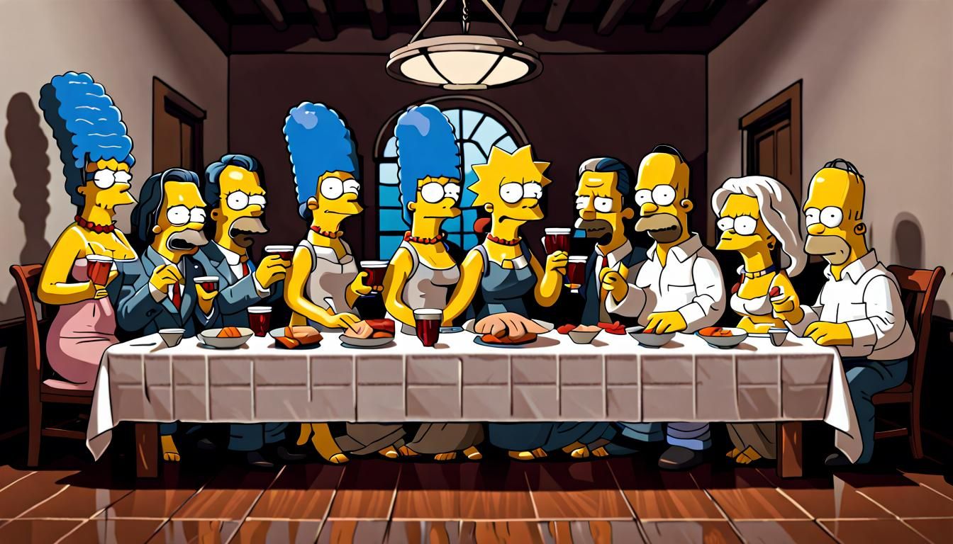 The Last Supper in The Simpsons Style