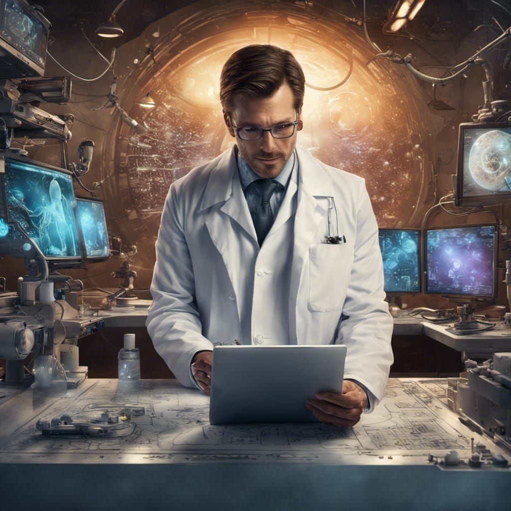 Futuristic Research Physician in Detailed Matte Painting