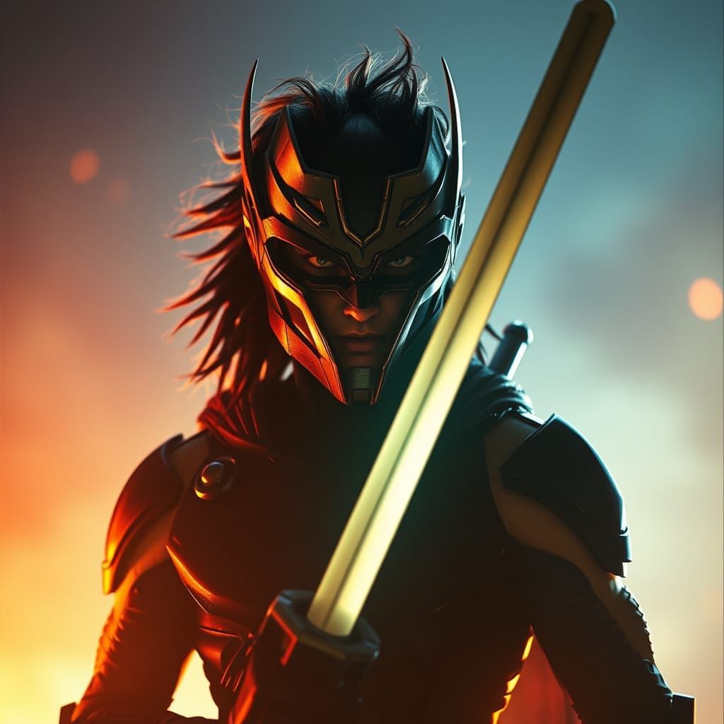 Vigilant Hero in Dramatic Cinematic Lighting