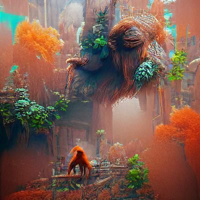 Detailed Orangutan Matte Painting in 8K