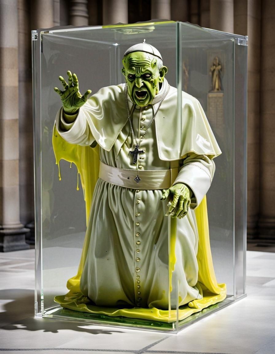 Pope Francis Zombie in Translucent Box