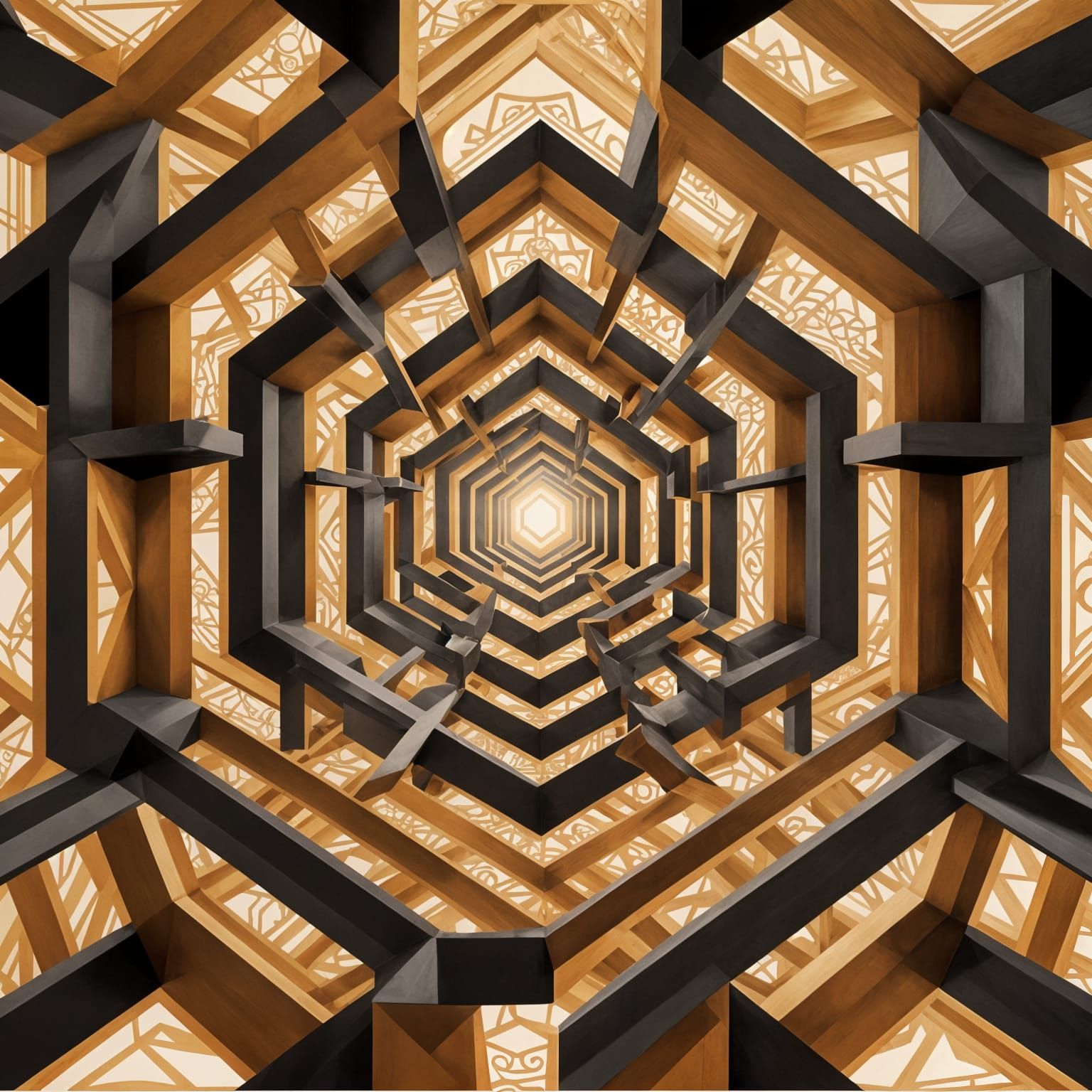 Escher-Inspired Geometric Masterpiece with Impossible Struct...