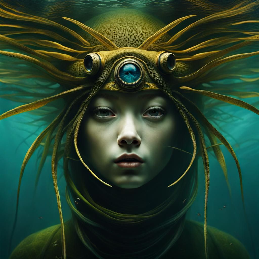 Underwater Portrait in Mixed Media Style