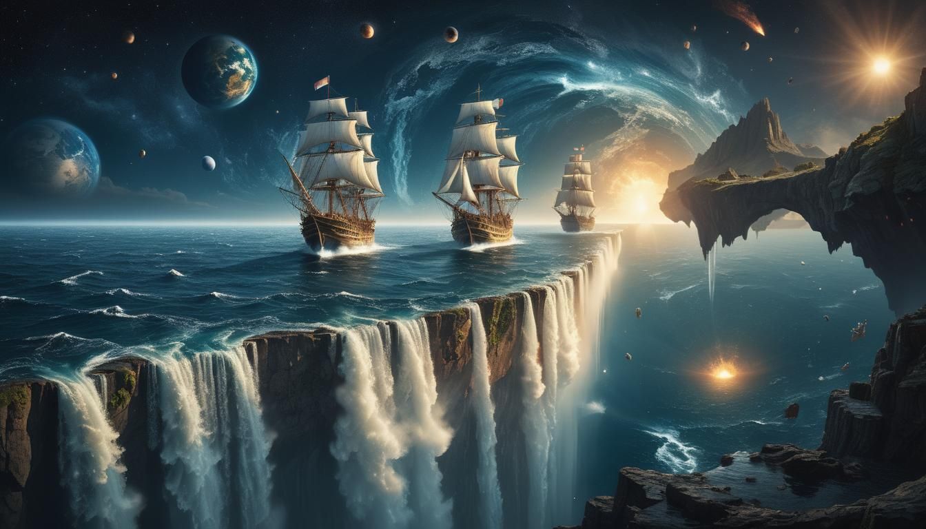 a fantastical interpretation of a flat earth