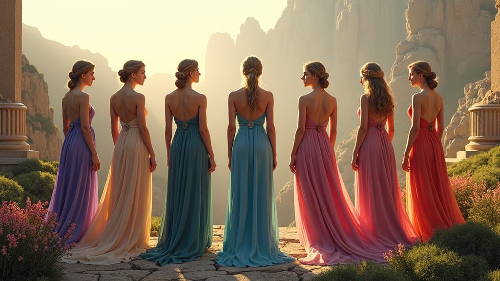Greek Goddesses in a Dreamlike Renaissance Landscape