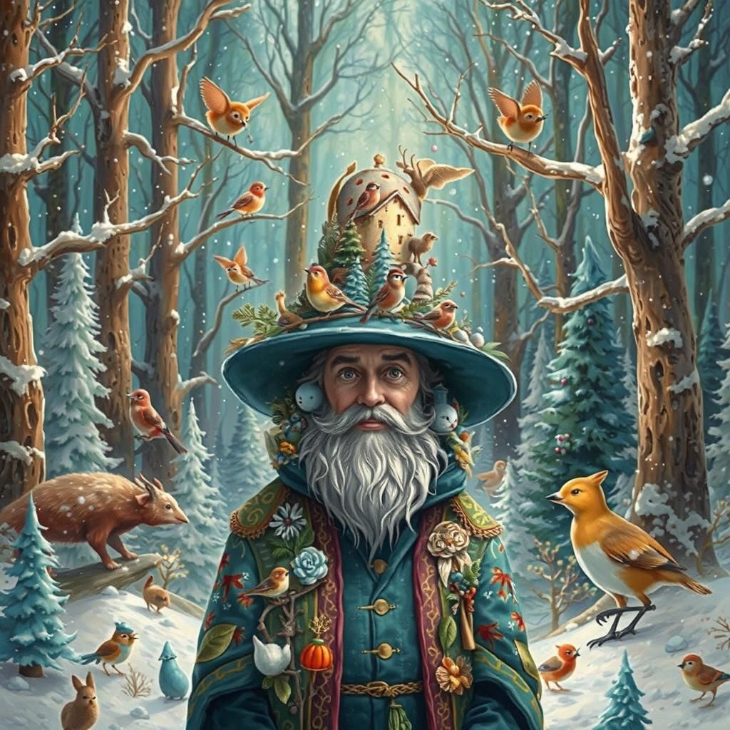 Winter Forest Diorama Hat in Whimsical Style