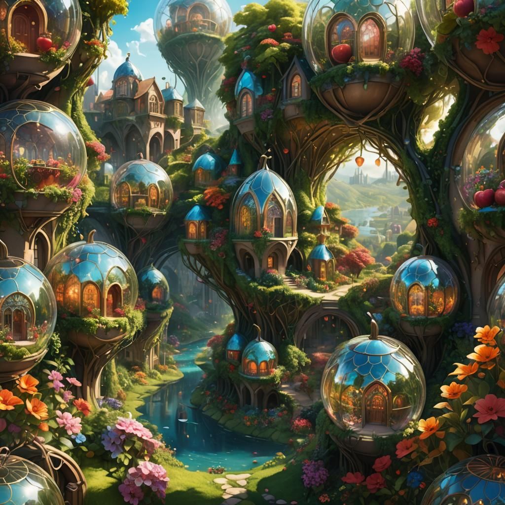 Glass Apple Village: Fantasy Concept Art