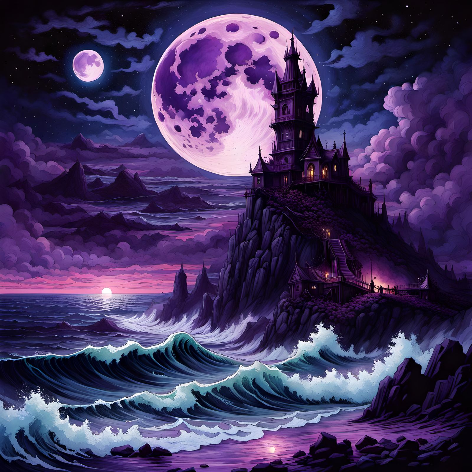 Dark Tower Landscape with Mystic Rituals