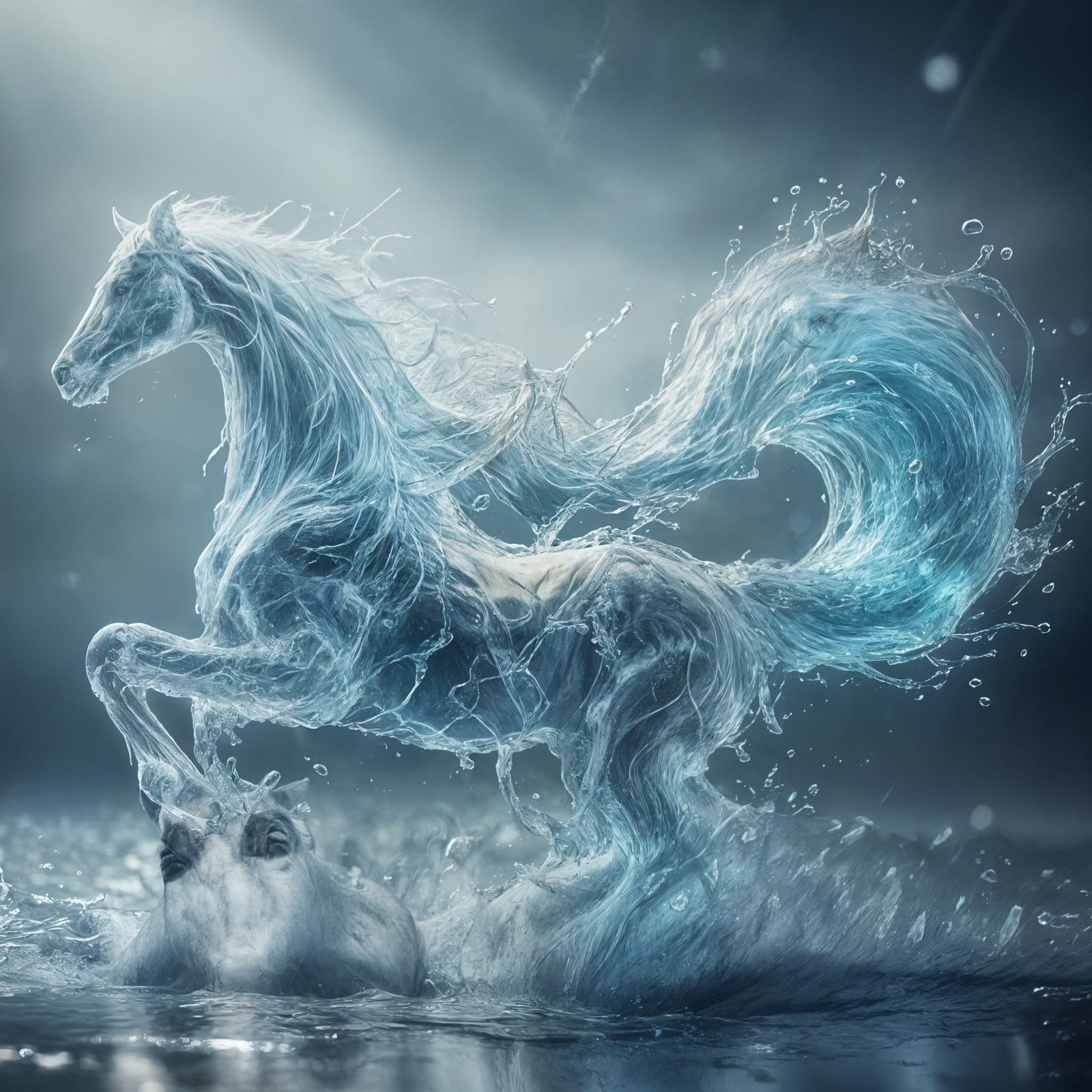 Horse Formed from Ripples of Water