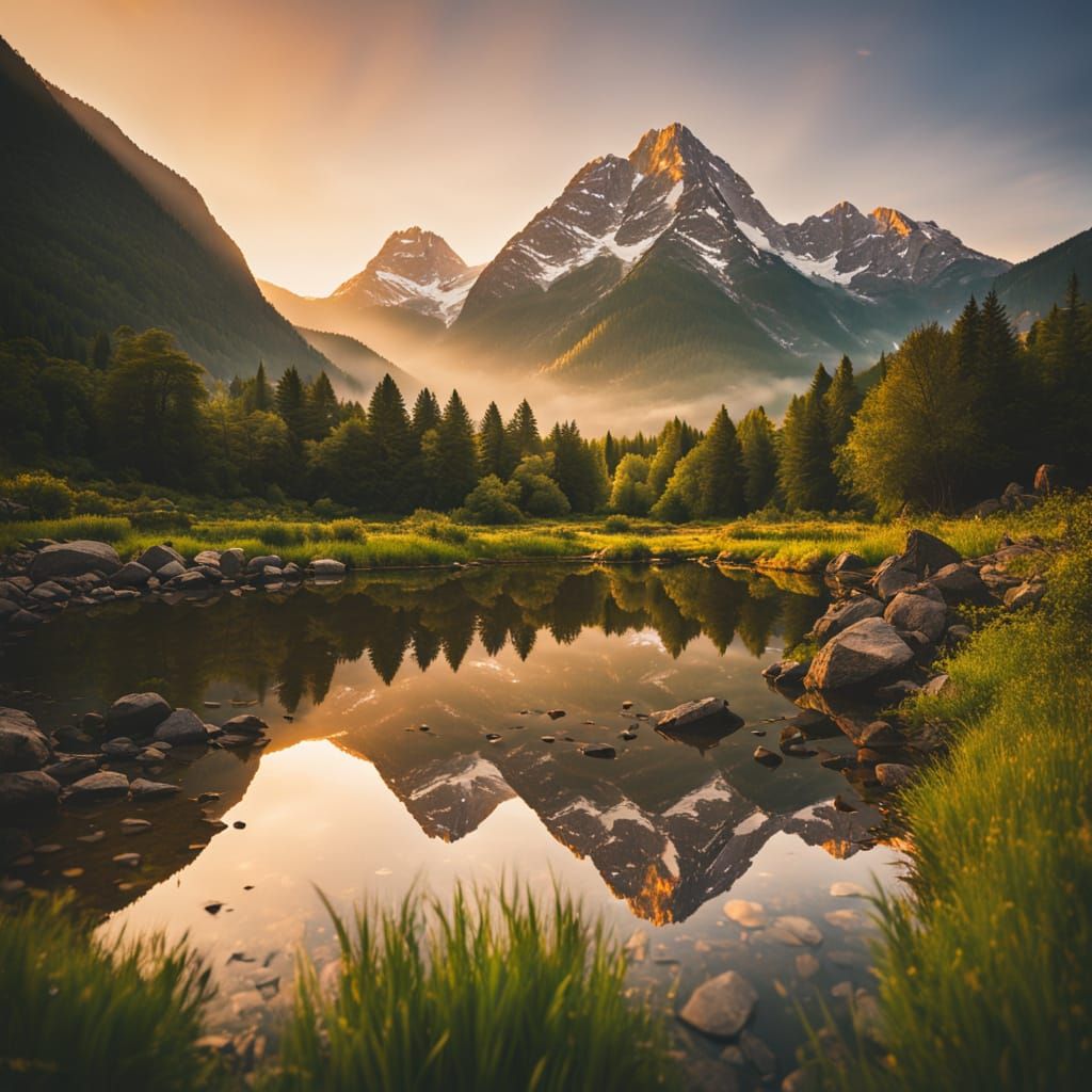 Majestic Mountainscape in National Geographic Style