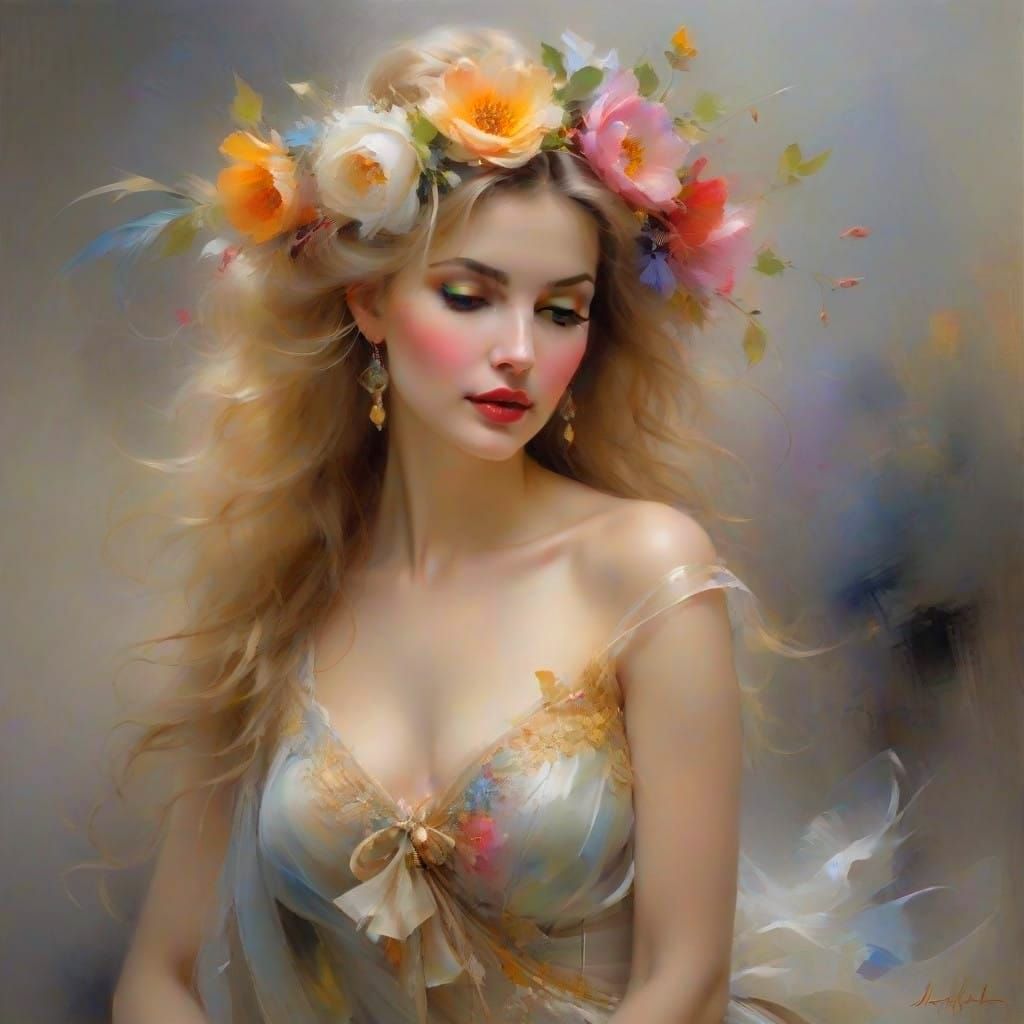 Ethereal Fantasy Scene in Whimsical Oil Painting Style