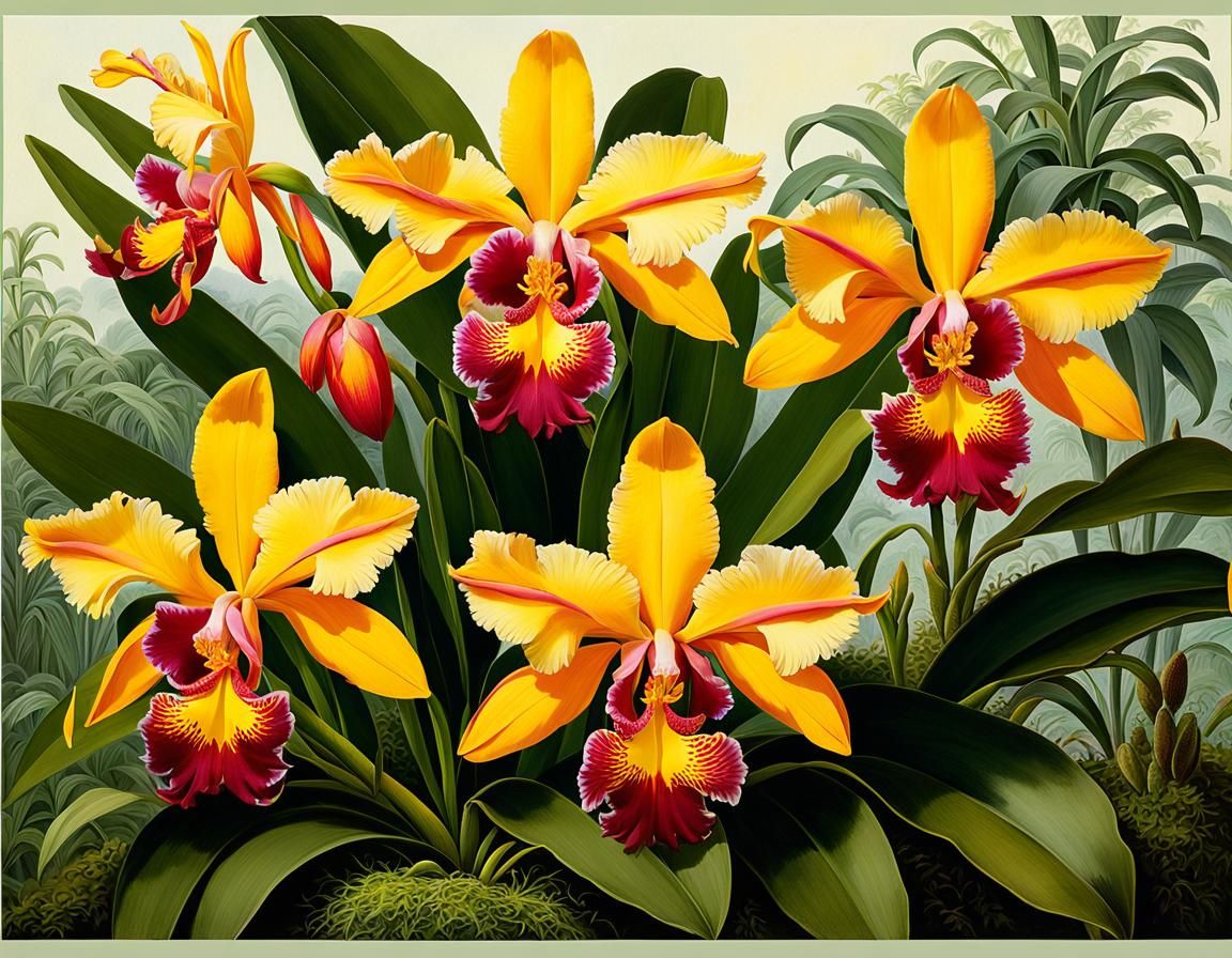 Orchids in Bloom: A Botanical Illustration