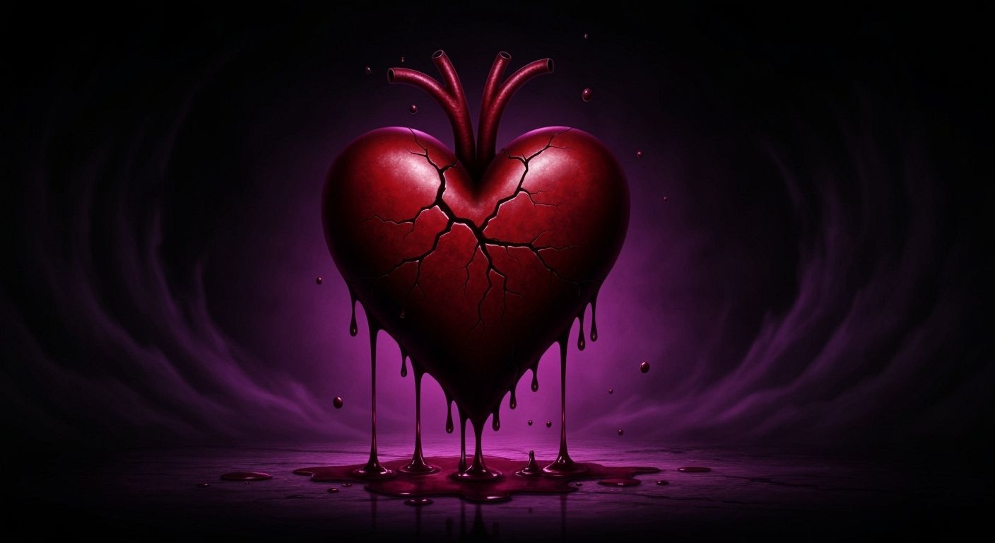 Gothic Horror Valentine Heart Dripping Ink