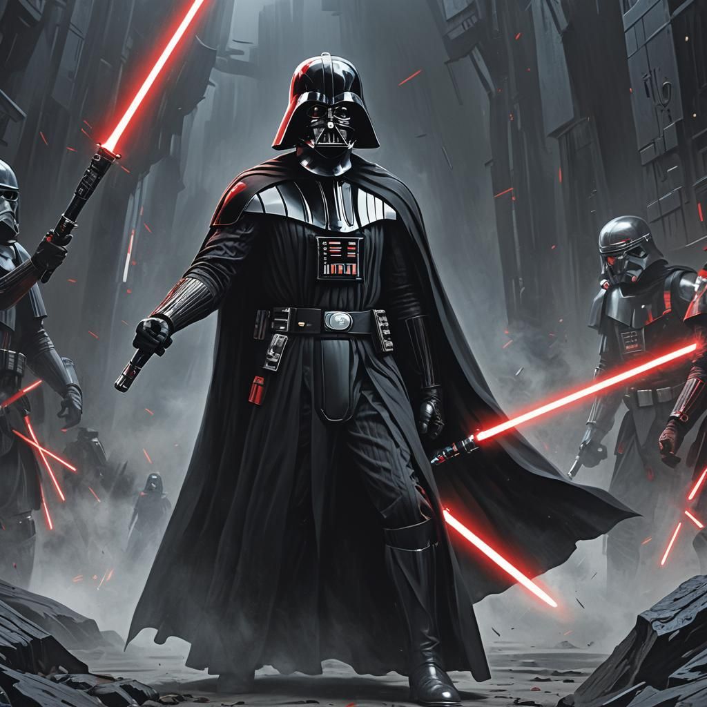 Darth Vader in Spaceship with Lightsaber