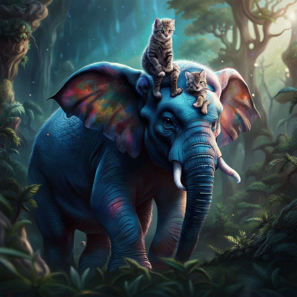 Kitten and Elephant Adventure in Magical Forest