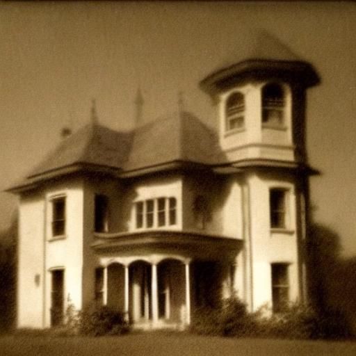 Eerie Sepia Photo of Abandoned Mansion