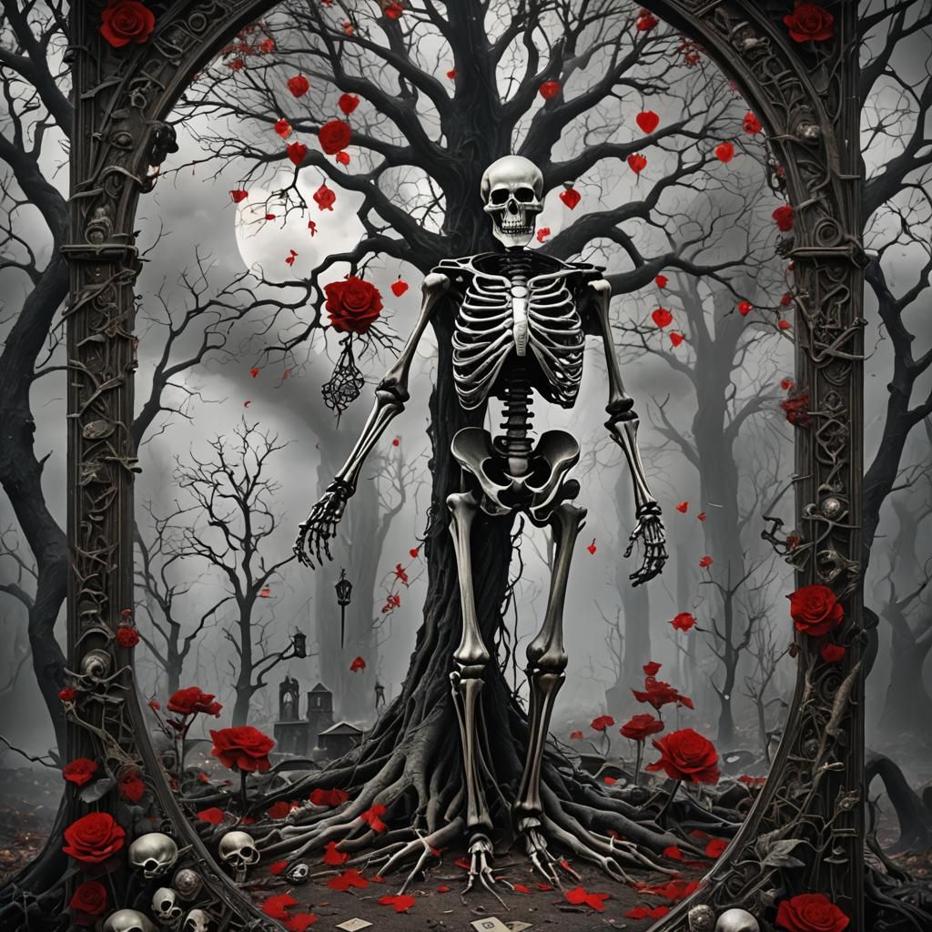 Tarot Card: The Dead, Symbolic Skeleton Art