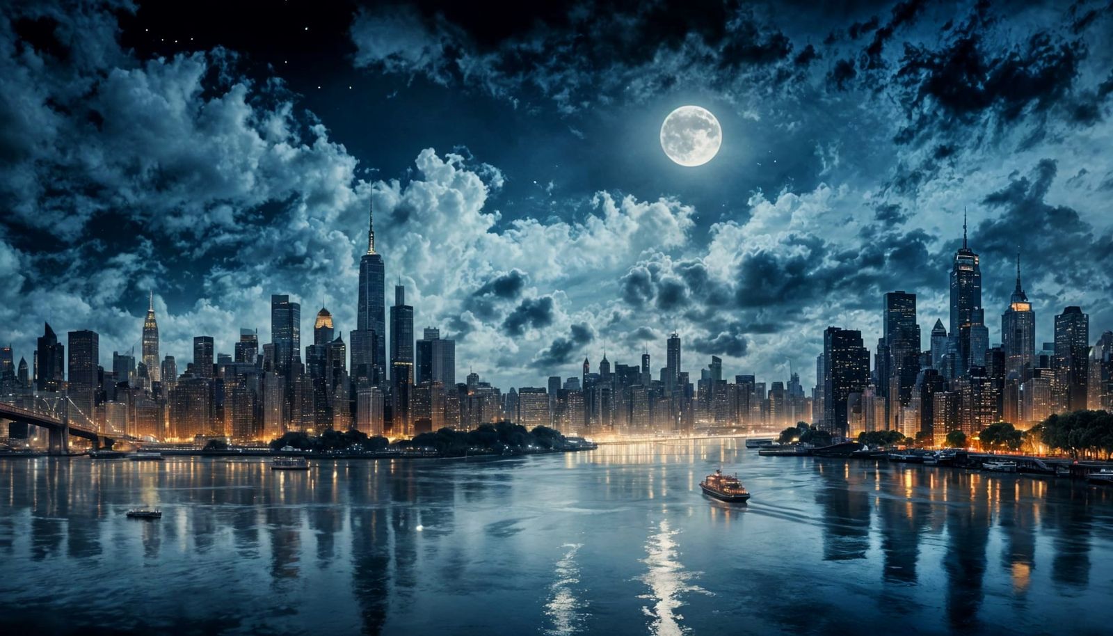 New York City Skyline and Hudson River Panorama