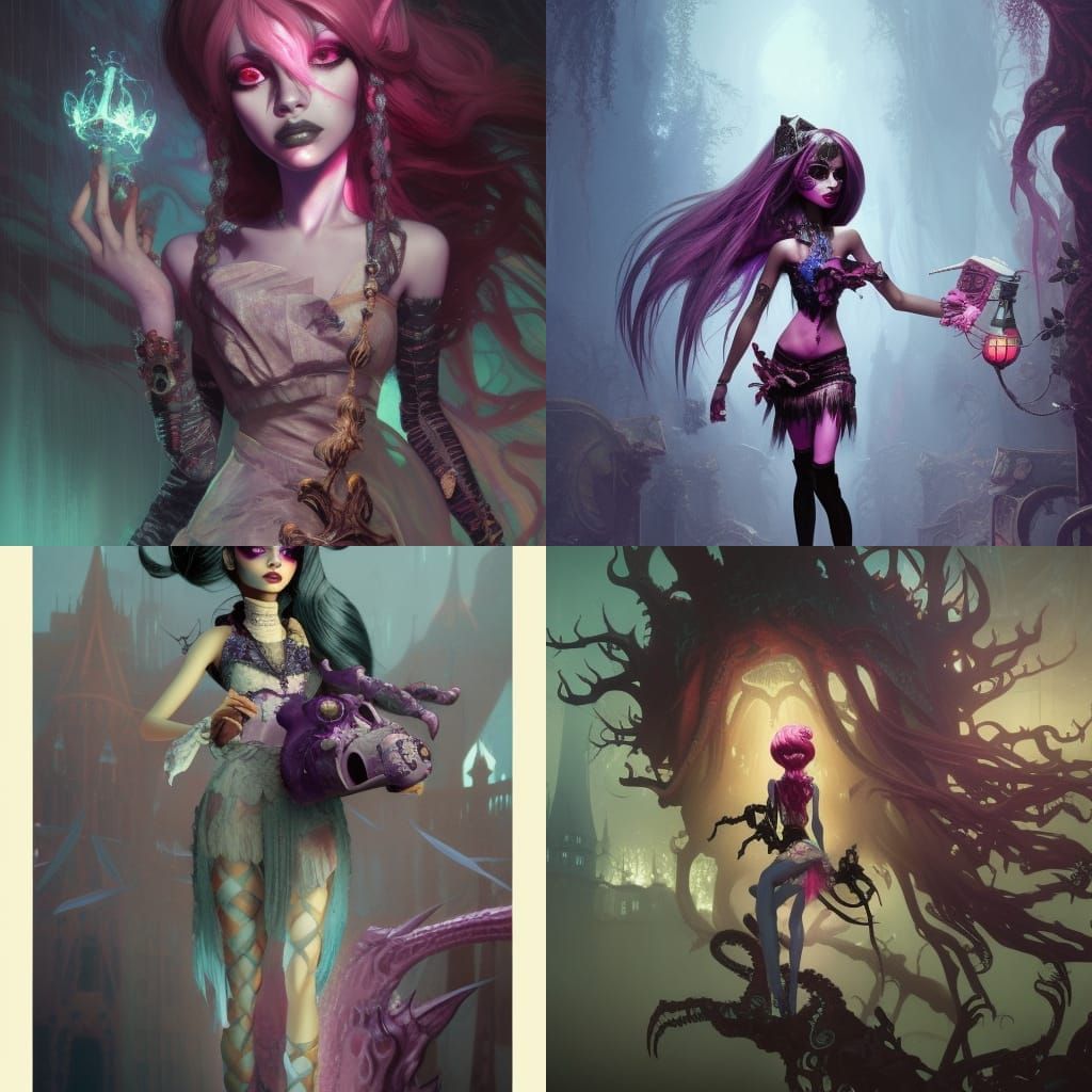 Hyperdetailed Monster High Concept Art in Dark Fantasy Style