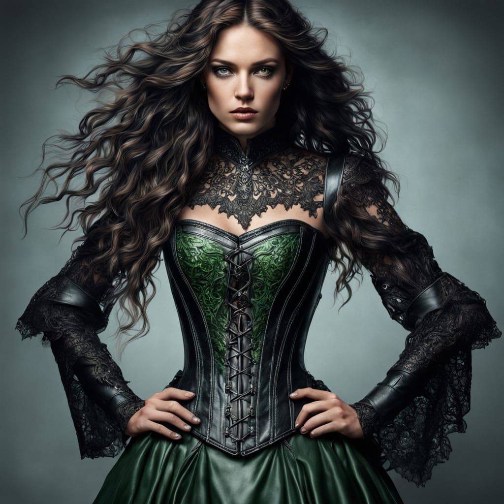 Hyperrealistic Woman Steps from Darkness