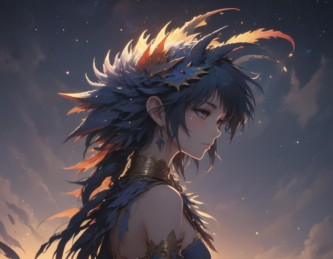 Whispering Dragon Maiden in Moonlit Splendor