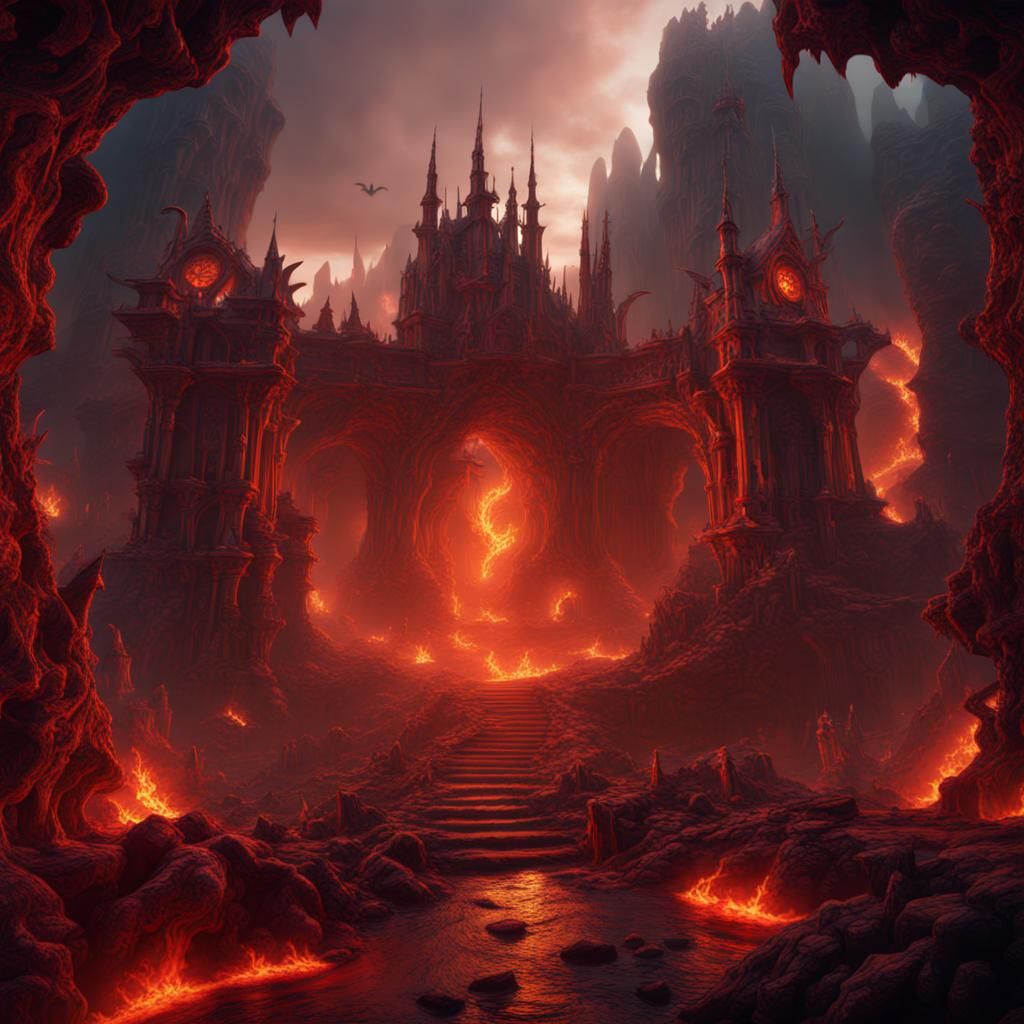 Fantastical Hellscape in Detailed Matte Painting