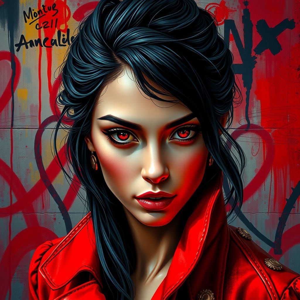 Femme Fatale Portrait in Impressionist Anime Style