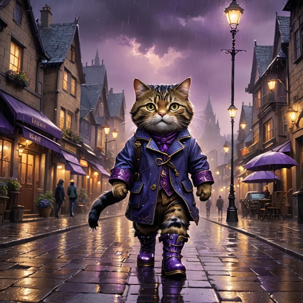Magic Cat in Boots: Whimsical Fantasy Art