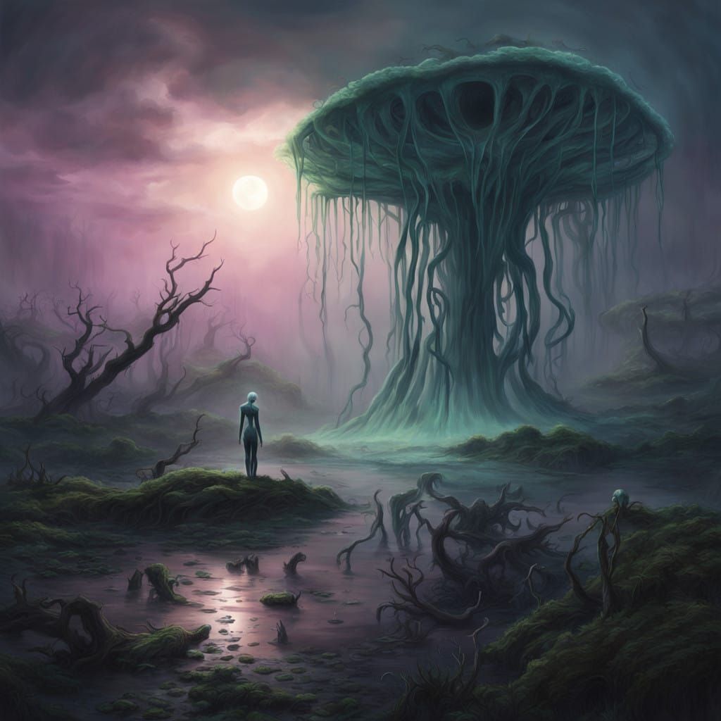 Surreal Swamp Creature in Dark Fantasy Style