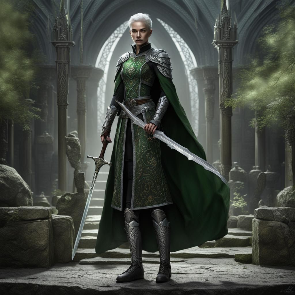 Fantasy Female Warrior with Elvish Greatsword
